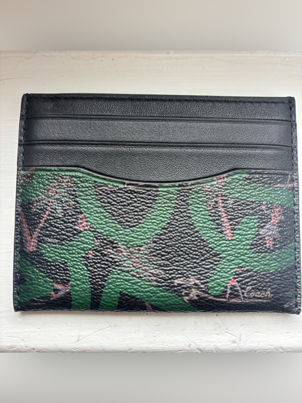 COACH x KEITH HARING 'Hula Dance' Men's Coated Canvas Slim ID Card Case Wallet